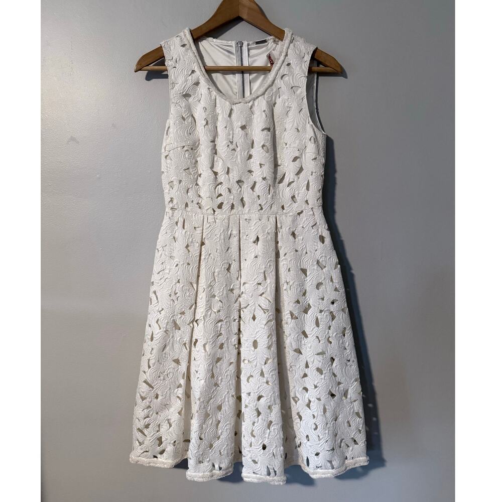 ELIE TAHARI off white ivory diner en blanc Jessy floral lace sleeveless dress